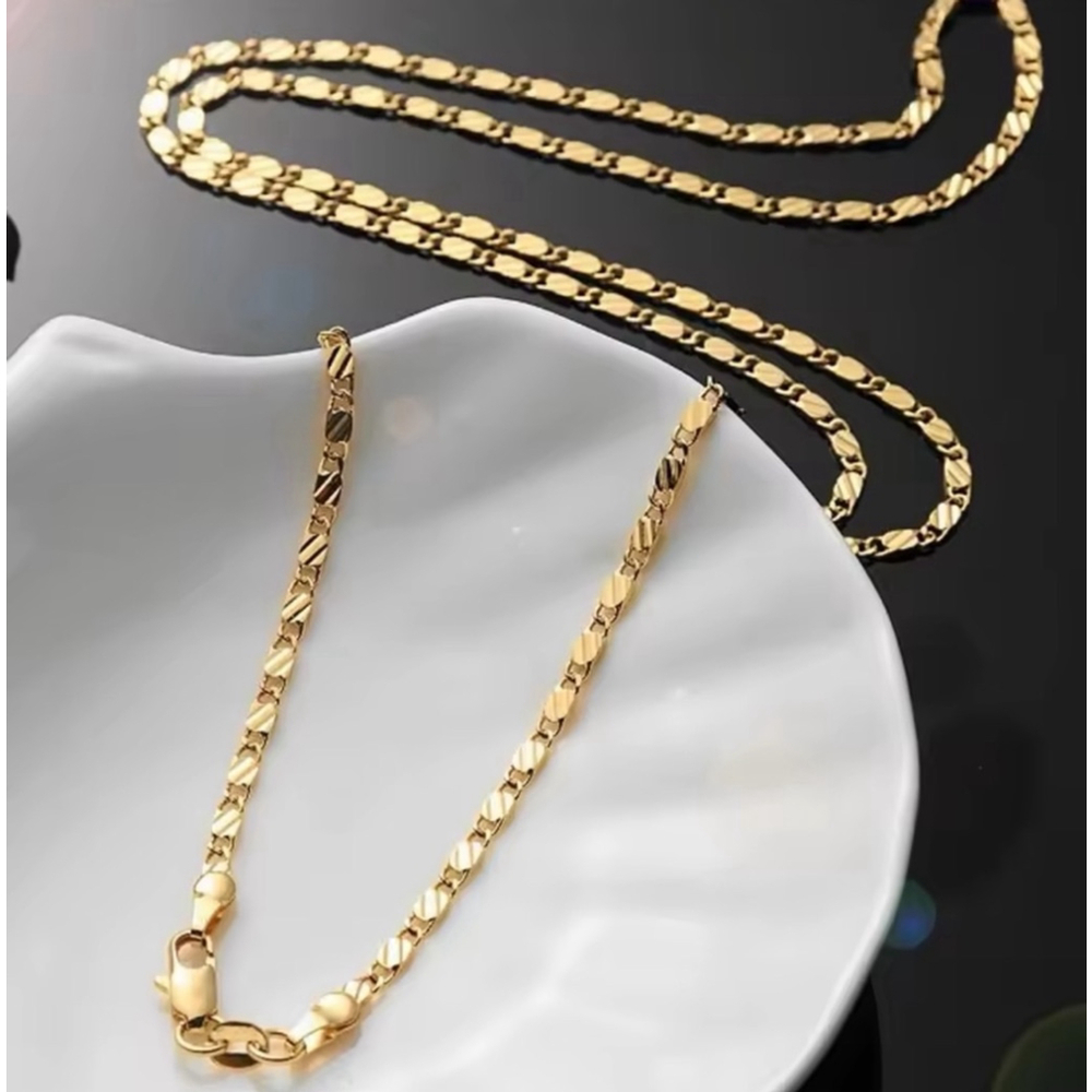 Unisex 18k Yellow Gold Filled Flat Mariner Chain Necklace, 16”